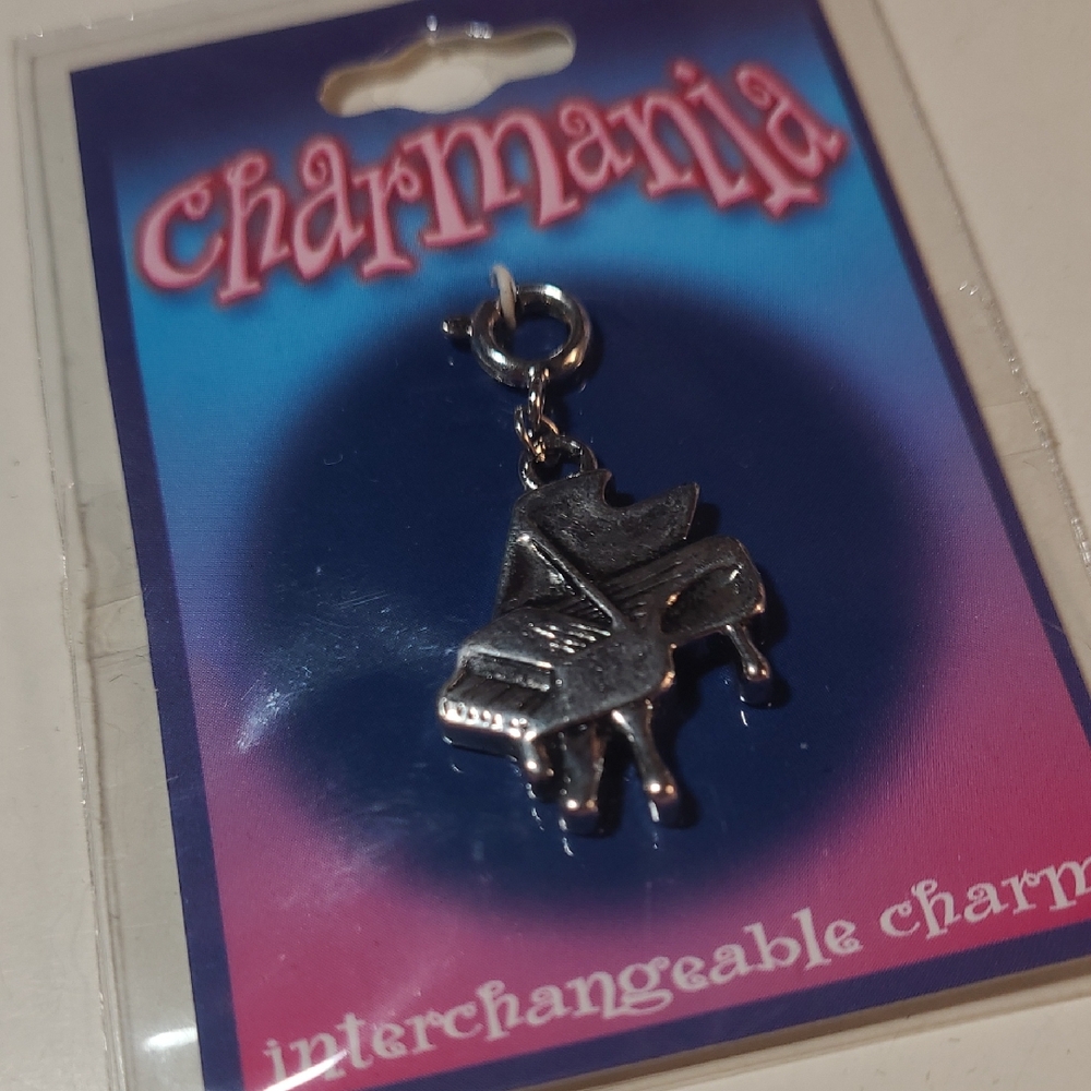 Charmania Silver Tone Piano Pendant Still In Plastic Charm Necklace Bracelet